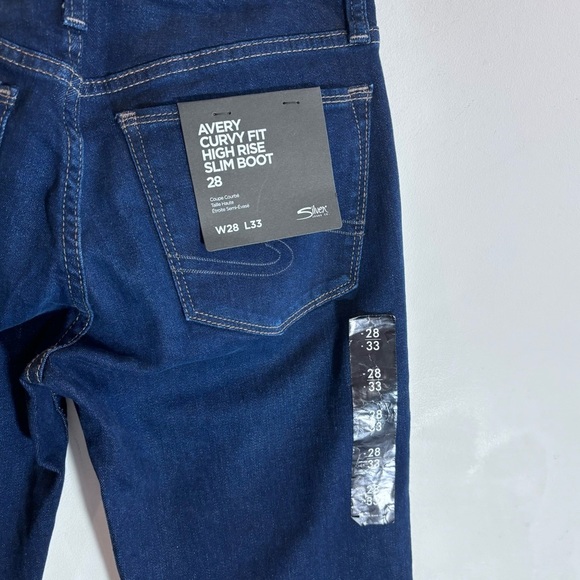 SILVER JEANS Sz 28 x 33 Avery Slim Boot Curvy Fit High Rise Dark Wash Jeans NEW - Picture 12 of 14
